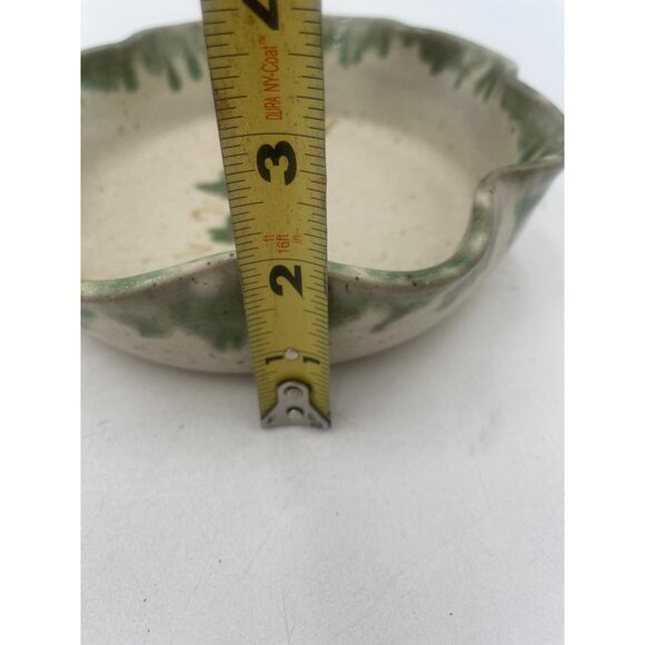 Handcrafted Vintage Studio Pottery Pitcher Scalloped Bowl Set Green Ivy Pattern - Picture 8 of 11